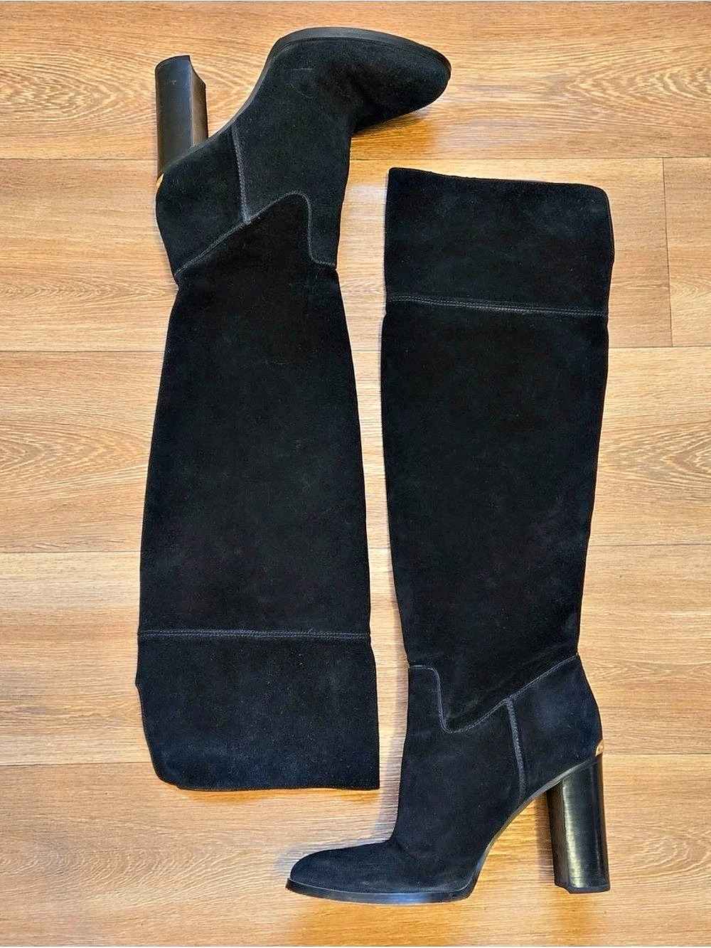 Michael Kors Black ‘Regina’ Suede Over-the-Knee Block Heel Boots